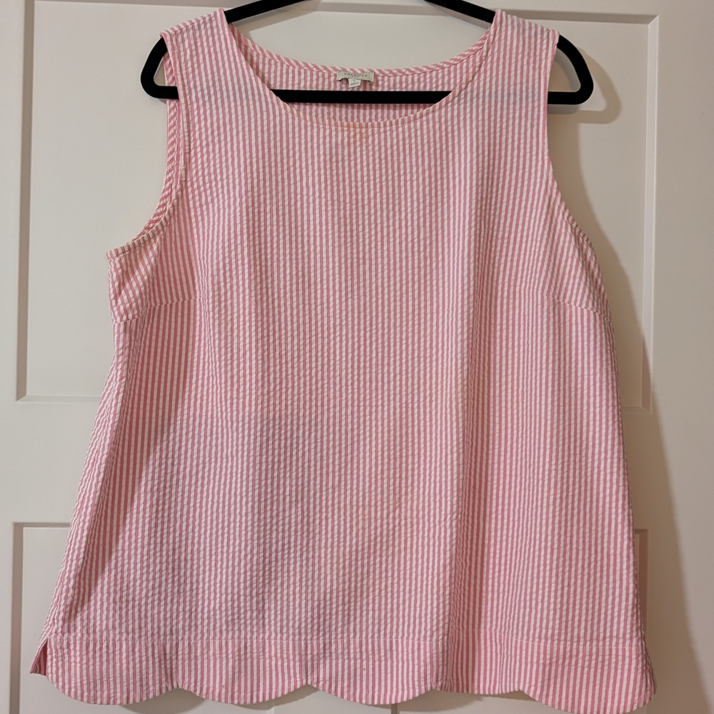 Talbots Pink and White Striped Tank Top